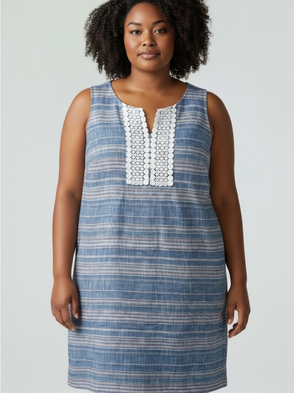 Women’s Talbots Cotton Blue Striped Sleeveless Mini Dress Size 14